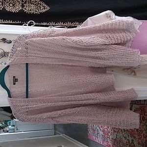 Whimsical mauve cardigan sweater